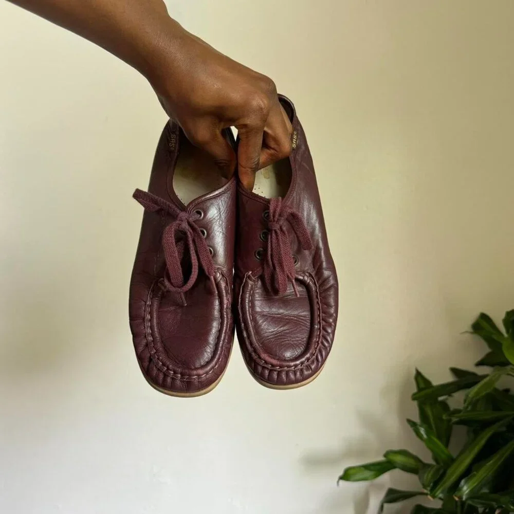 Vintage women genuine handcrafted‎ leather upper lace up oxfords shoes